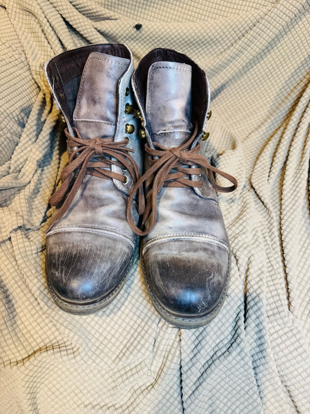 ROAN Men's Brown Leather Lace-Up Boots PRELOVED
